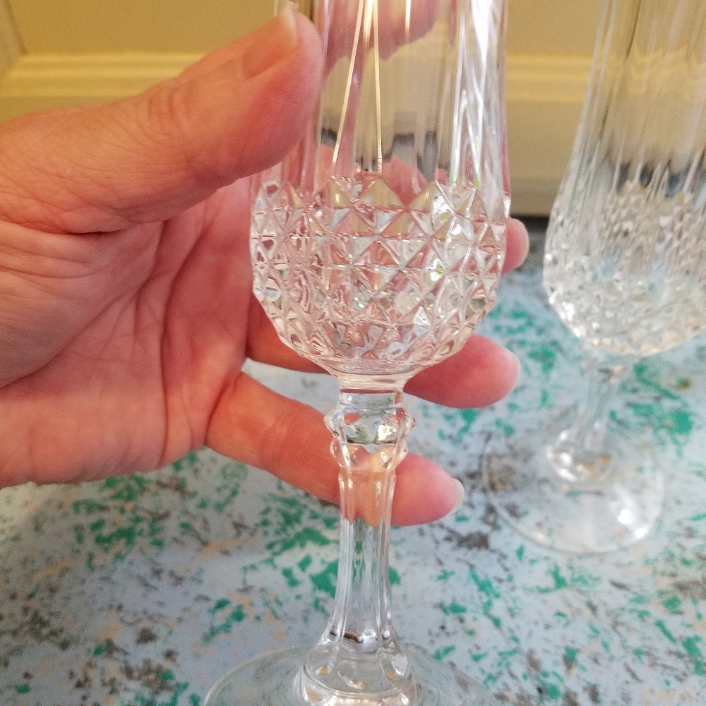 Crystal cut wine glasses 
Please go to my page and - Picture 4 of 5